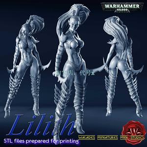战锤40k魔女莉莉丝3d打印模型数据stl人物手办高精素材文件