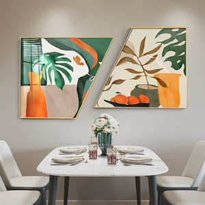 轻奢餐厅装饰画现代简约饭厅挂画北欧风格厨房壁画餐桌墙上晶瓷画