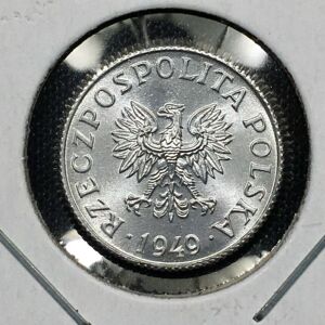 波兰1格罗希硬币 1949年 全新unc