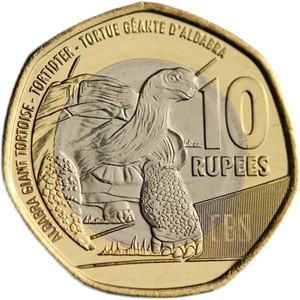 象龟 塞舌尔10卢比硬币 2016年 直径27MM双色币 拆卷全新UNC