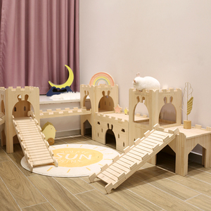 龙猫兔子木质城堡木屋玩具无漆实木隧道放风豚鼠躲避屋小宠家具