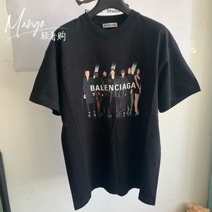 balenciaga/巴黎世家 人像乐队字母logo印花 圆领宽松短袖男女t恤