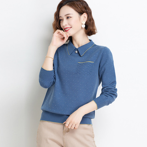 娃娃翻领秋衣女外穿宽松春秋2020新款小款百搭女士毛衣针织打底衫