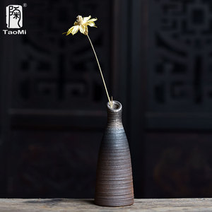 陶迷复古创意陶瓷柴烧花瓶手工个性时尚小花器水培花插家居饰品