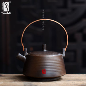 陶迷粗陶手工茶壶壶仿古手拉胚茶壶侧把壶茶具可养柴烧陶瓷泡茶壶