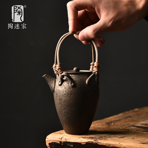 陶迷鎏金铁釉提梁壶复古陶瓷茶壶手工窑变功夫茶具泡茶过滤壶单壶
