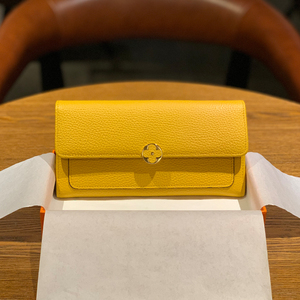 香港代购钱包女士长款2024新款黄色招财大容量韩版真皮钱夹手拿包