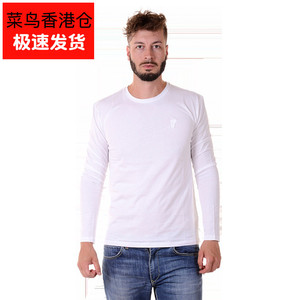 VERSACE范思哲男士长袖修身棉白色正品休闲圆领T恤V800491VJ00180