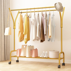 晾衣架落地卧室双杆挂衣架室内晾衣杆阳台收纳简易家用晒衣服架子