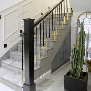 2024新款楼梯扶手栏杆现代简约轻奢风美式欧式新中式铝艺实木护栏