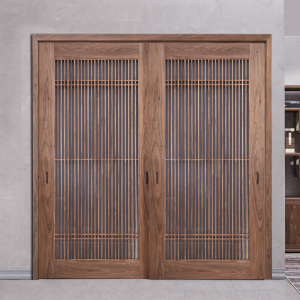 黑胡桃木门新中式室内门中国风禅意卧室门移门全屋木门定制