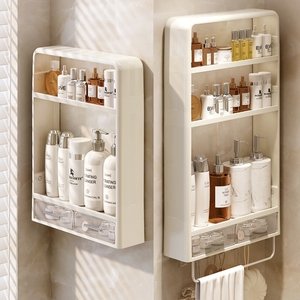 卫生间拐角置物架 浴室多层化妆品收纳架 墙上毛巾壁挂式架免打孔