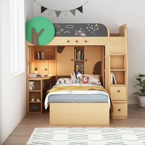 安兰图 北欧小户型双层床上下床榻榻米组合床多功能双层床带书桌