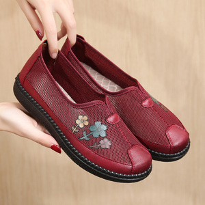 春夏季软底防滑妈妈鞋老北京布鞋女款网鞋中老年平底鞋奶奶老人鞋
