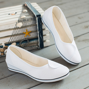 护士鞋女软底透气防臭防滑不累脚坡跟美容鞋舒适工作鞋软底小白鞋