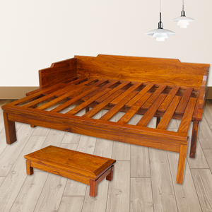 床小户型客厅鸡翅木家具实木推拉床伸缩红木沙发床两用0人付款15810