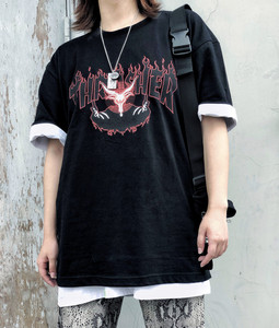 【日版限定】Thrasher 催眠恶魔羊角口袋背后logo火焰短袖情侣T恤