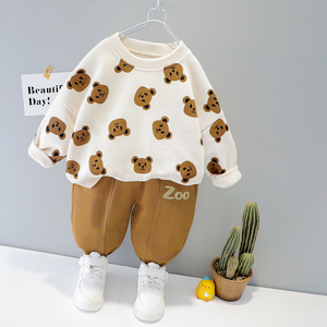 婴儿衣服春秋新款卡通长袖卫衣两件套0123周岁男女宝宝超萌小童装