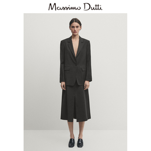 新品特惠 Massimo Dutti 2024女装 轻熟气质通勤OL风灰色长版单扣西装外套 06028538200