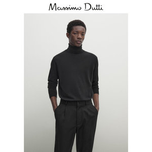 新品特惠 Massimo Dutti男装 2024新款基础款内搭打底黑色高领毛衣针织衫00946414800
