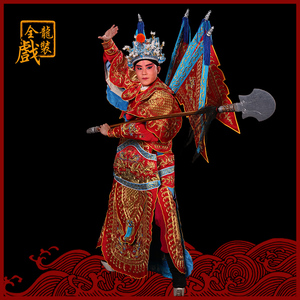 全龙戏装 京剧戏服戏剧戏曲越剧武生武将服装大靠 双龙全金男靠