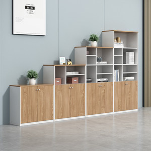 深圳定制组合高低文件柜办公室木质落地资料柜矮柜档案储物柜带锁