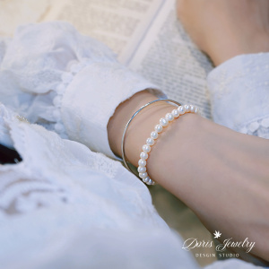 《media》原创设计天然珍珠手镯手链一体925纯银叠戴轻奢复古礼物