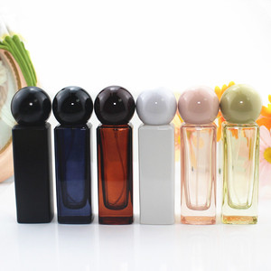30ML彩色长方形香水瓶高端便携玻璃分装瓶按压喷雾细雾化妆品瓶
