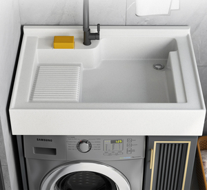 小户型阳台洗衣机柜台面洗衣服台盆机上盆水池水槽带搓板可定制