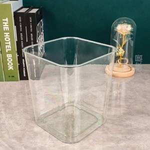 收纳器皿桶水培垃圾塑料植物正方形小号花盆水养透明桌面醒花花瓶