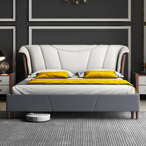 00鸿洋品质家具淘宝床现代简约轻奢双人主卧婚床公主床网红ins真皮