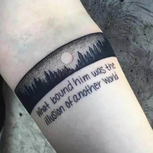 黑色手绘手臂臂环纹身贴防水男女持久仿真英文字母欧美暗黑系森林