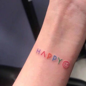 韩系ins泫雅风手腕彩色可爱英文字母笑脸纹身贴防水少女心小图案