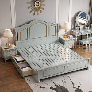 储物床美式实木床双人床主卧家具现代简约收纳抽屉箱式气压高箱床