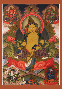 结缘五路财神画像佛堂画黄财神相纸塑封水晶摆台唐卡密宗财神定制