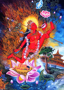 卡雀空行母图片 那洛空行母佛母画像 相纸塑封 密宗唐卡 结缘包邮