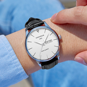 卡诗顿新款石英表男士手表皮带时尚白色超薄男表进口机芯学生腕表