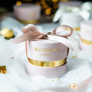 新款丝绒布魅力红金色INS风个性定制创意糖果喜糖盒结婚婚礼