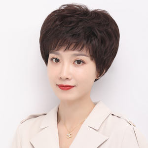 假发女短发真发全真人发全头套女士中老年假发套妈妈头发卷发自然