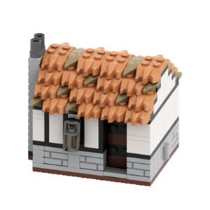 【高砖零件】中世纪狮子骑士城堡村庄小房子建筑MOC拼装积木玩具