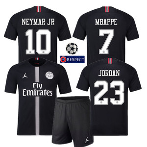 巴黎18-19赛季球衣黑色aj联名欧冠版10号内马尔足球服姆巴佩订制