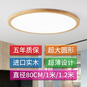 北欧LED圆形超大吸顶灯新中式实木客厅会议室大灯1米 120CM大圆灯