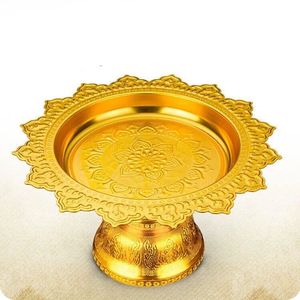 泰国特色鎏金合金莲花高脚供盘工艺佛堂供盘水果盘贡盘曼扎盘包邮