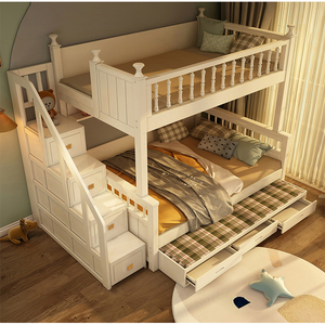 实木高低床白色小户型儿童男女孩现代简约北欧双层床上下床子母床