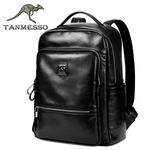 穆斯科袋鼠头层牛皮双肩包男真皮大容量新款背包多功能电脑商务包