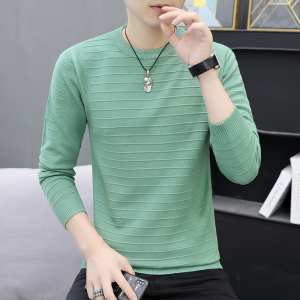 春秋季长袖t恤男圆领纯色休闲潮流打底小衫韩版修身潮牌百搭毛衣