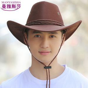 帽子男女黑色西部牛仔帽骑马男士爵士帽马术帽表演帽子户外遮阳帽