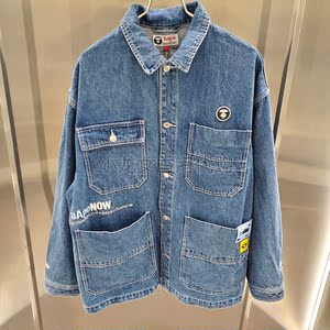 香港代购aape 21春夏男 猿人多口袋牛仔外套7424