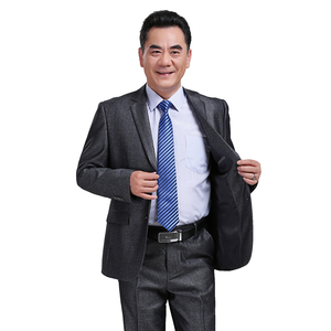 中年西装男士套装爸爸装中老年人西服婚礼服宽松父亲40-50岁 春夏