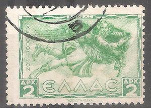 欧洲邮票 - 希腊 1942年 北风神 玻瑞阿斯 航空 销 E314